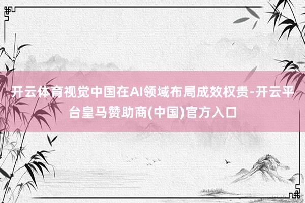 开云体育视觉中国在AI领域布局成效权贵-开云平台皇马赞助商(