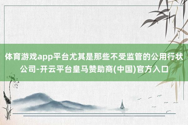 体育游戏app平台尤其是那些不受监管的公用行状公司-开云平台