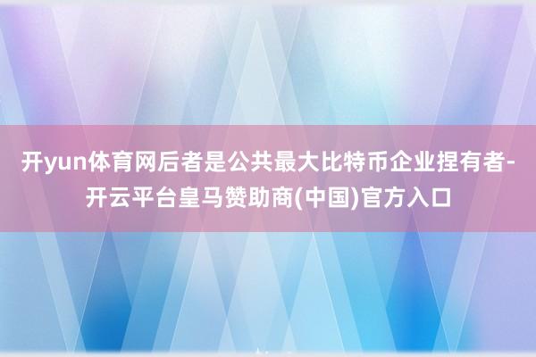 开yun体育网后者是公共最大比特币企业捏有者-开云平台皇马赞