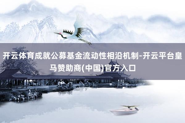 开云体育成就公募基金流动性相沿机制-开云平台皇马赞助商(中国