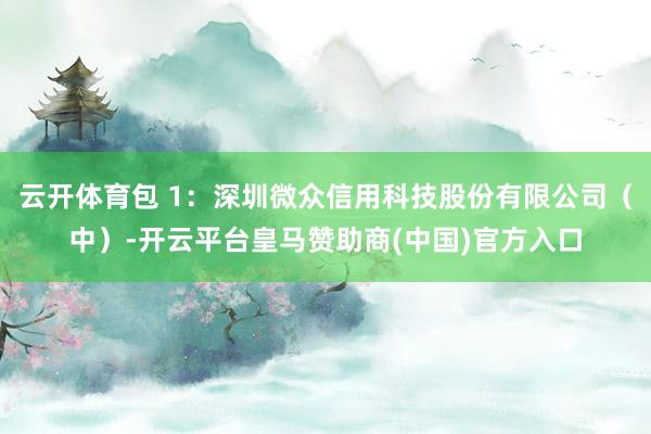 云开体育包 1：深圳微众信用科技股份有限公司（中）-开云平台